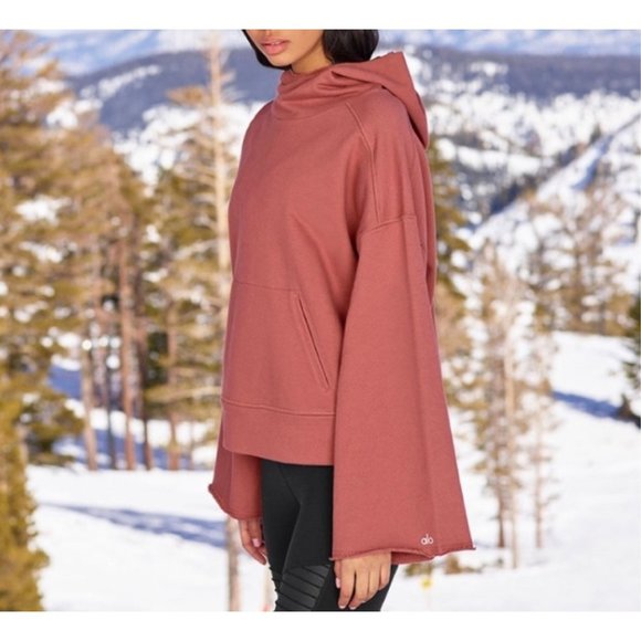 Alo Sweaters - Alo Yoga Low Key Hoodie Women’s Large Sweatshirt in Rose Wood